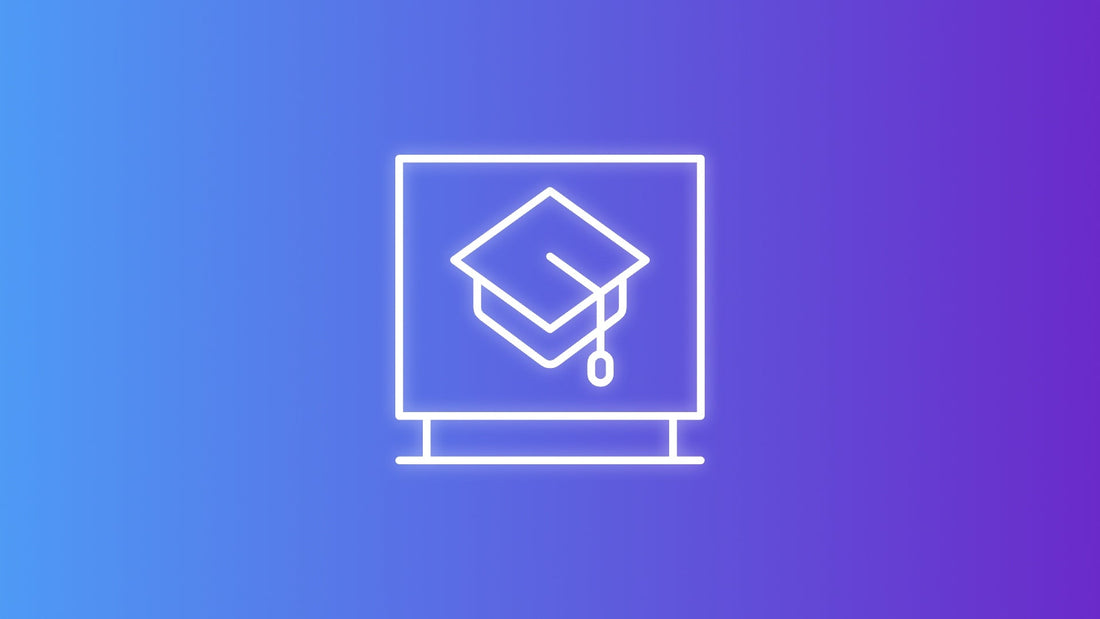 Custom flags displayed at a college campus orientation event including feather flags, pole-mounted flags, and handheld flags in school colors for student organization and campus event use