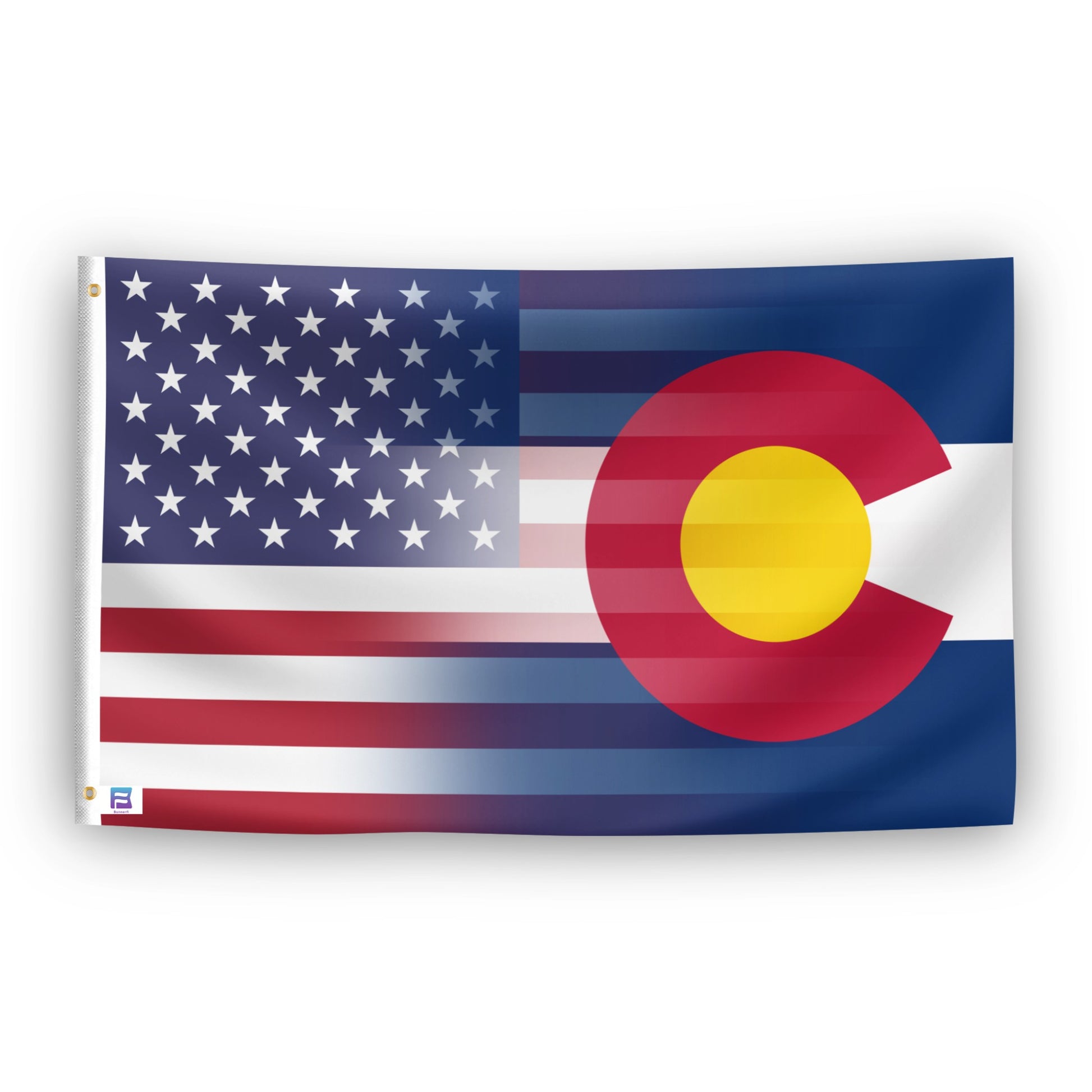Flag featuring the design of the American and Colorado flags blended together.