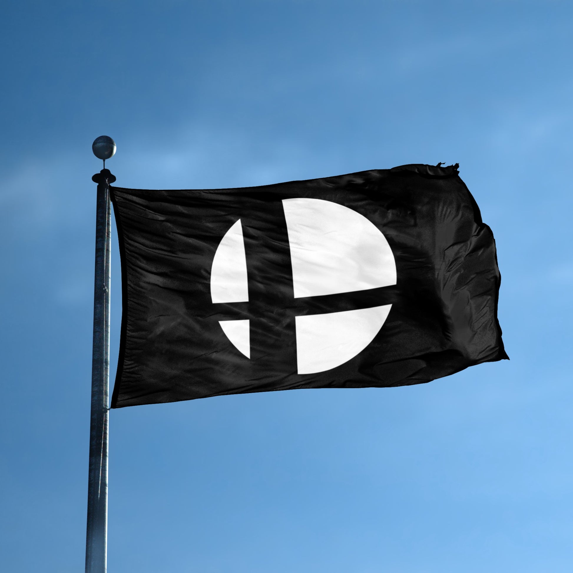 Super Smash Bros. Symbol Flag (Black) flying on a flag pole - Flags by Bannerfi