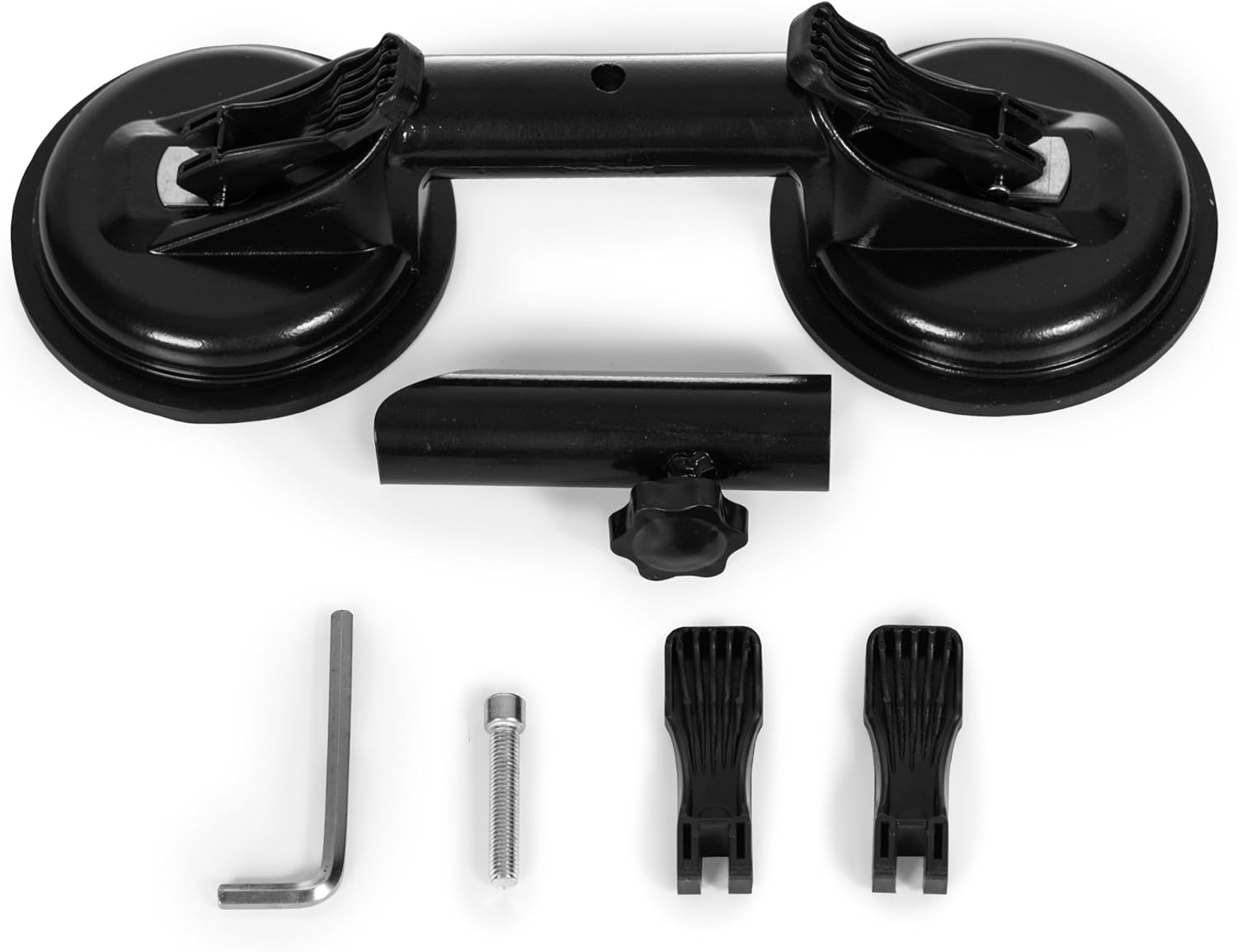 Flag pole suction cup mount with dual 4.84-inch rubber suction bases and aluminum bracket for RV and vehicle flag display