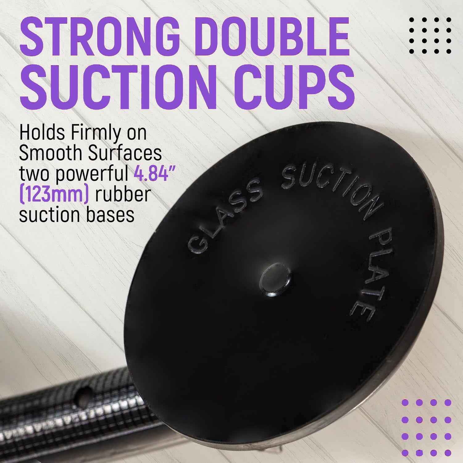 Heavy-duty suction cup flag pole mount showing strong double suction design for no-drill installation on smooth surfaces