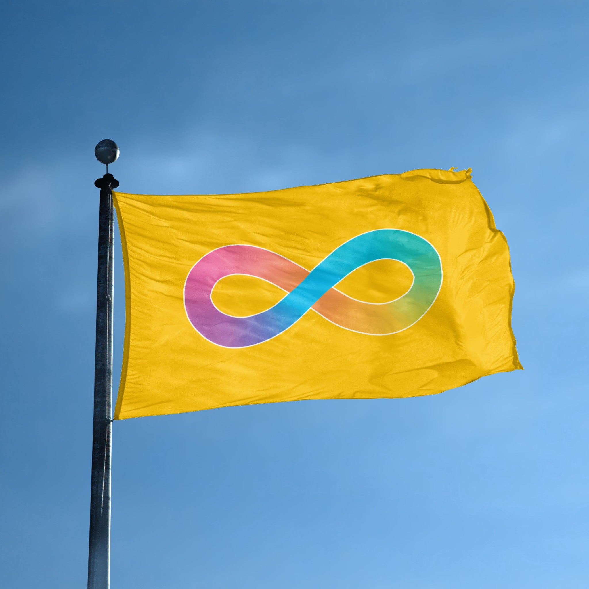 Autism Pride flag displayed outdoors – weatherproof house banner on pole | Bannerfi