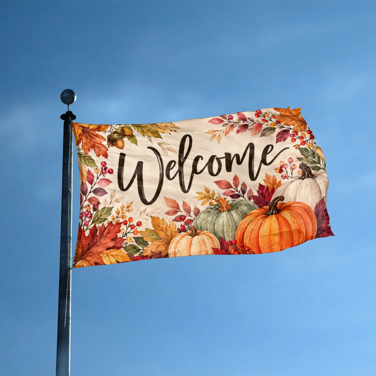 Autumn Pumpkin Welcome Flag