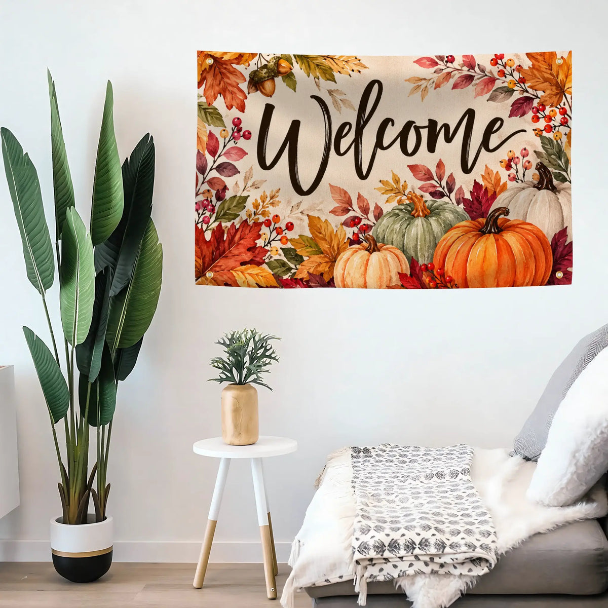 Autumn Pumpkin Welcome Flag