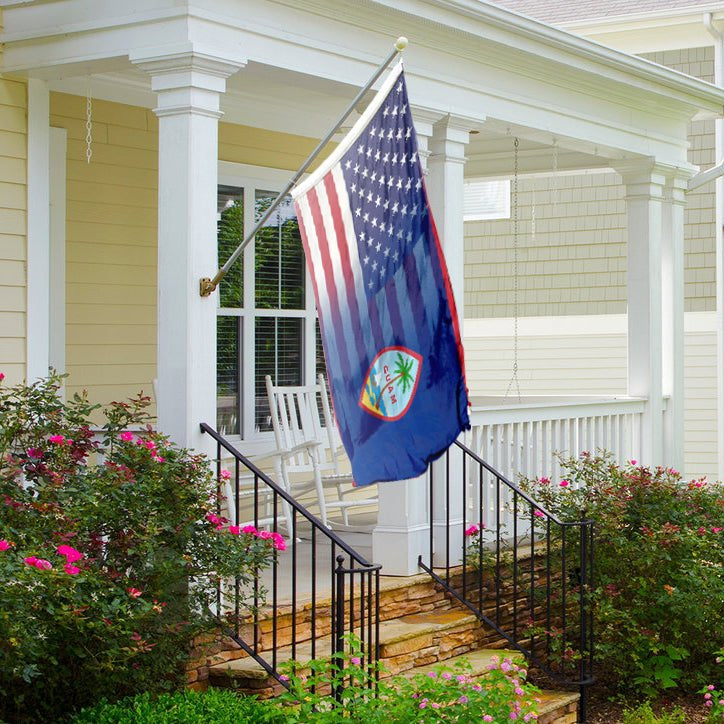 Guam and American Flag Hybrid on a front porch.