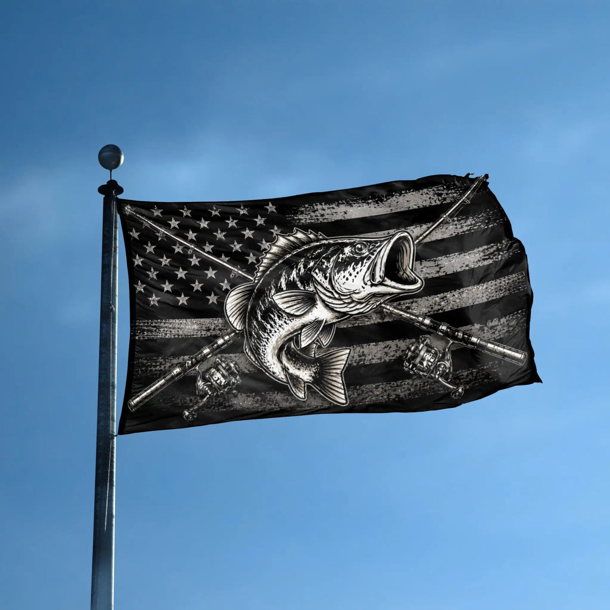 Bass Fishing American Flag