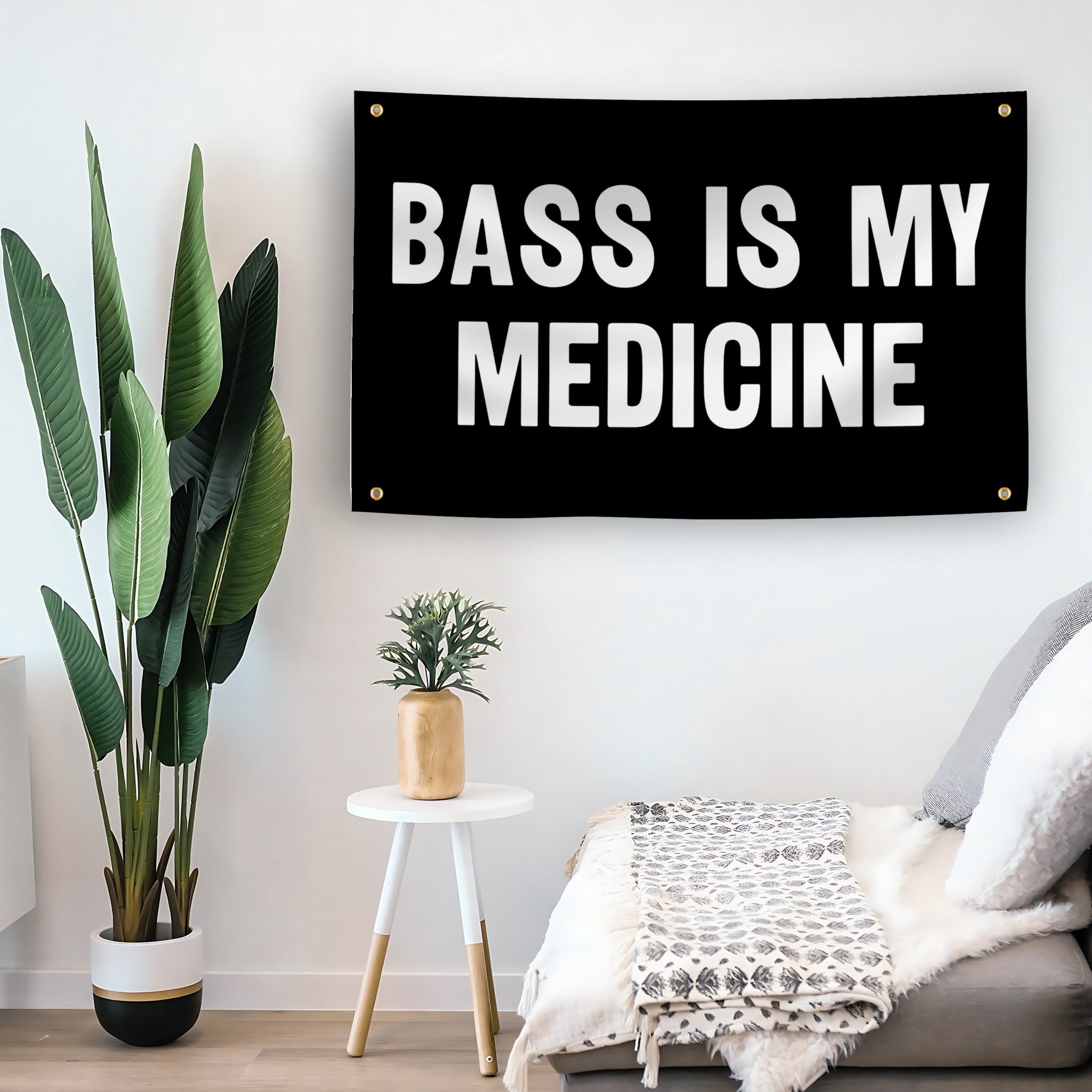 Bass Is My Medicine flag as indoor wall art – versatile home décor | Bannerfi