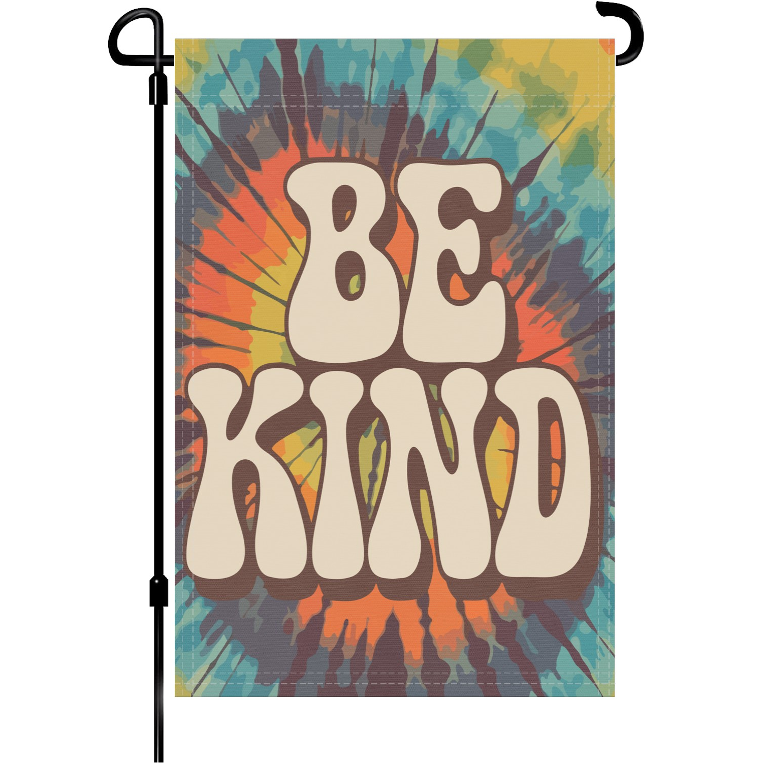 Be Kind garden flag made of weatherproof polyester mounted on a garden flagpole | Bannerfi
