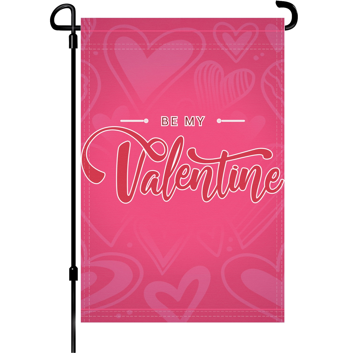 Be My Valentine garden flag made of weatherproof polyester mounted on a garden flagpole | Bannerfi