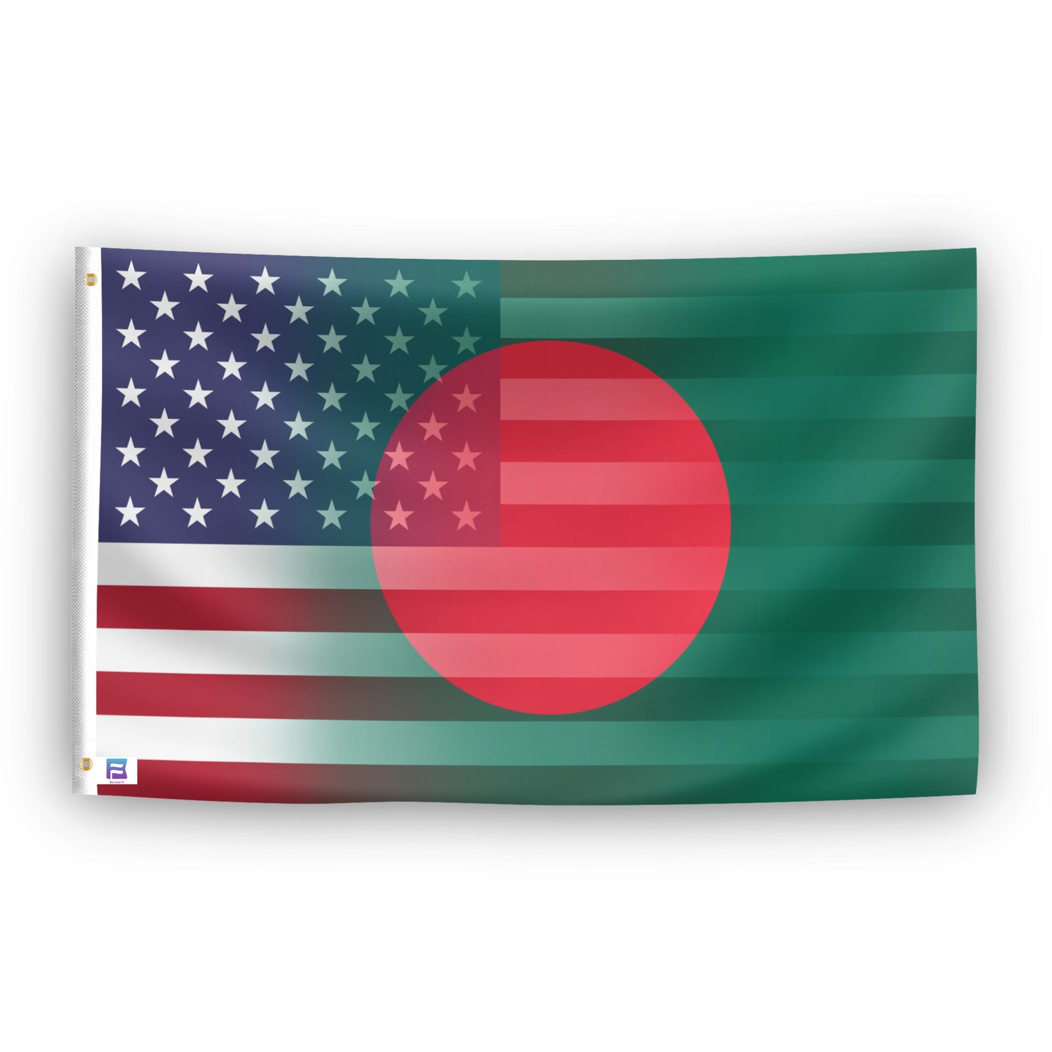 The American Flag blended with the Bangladeshi design.