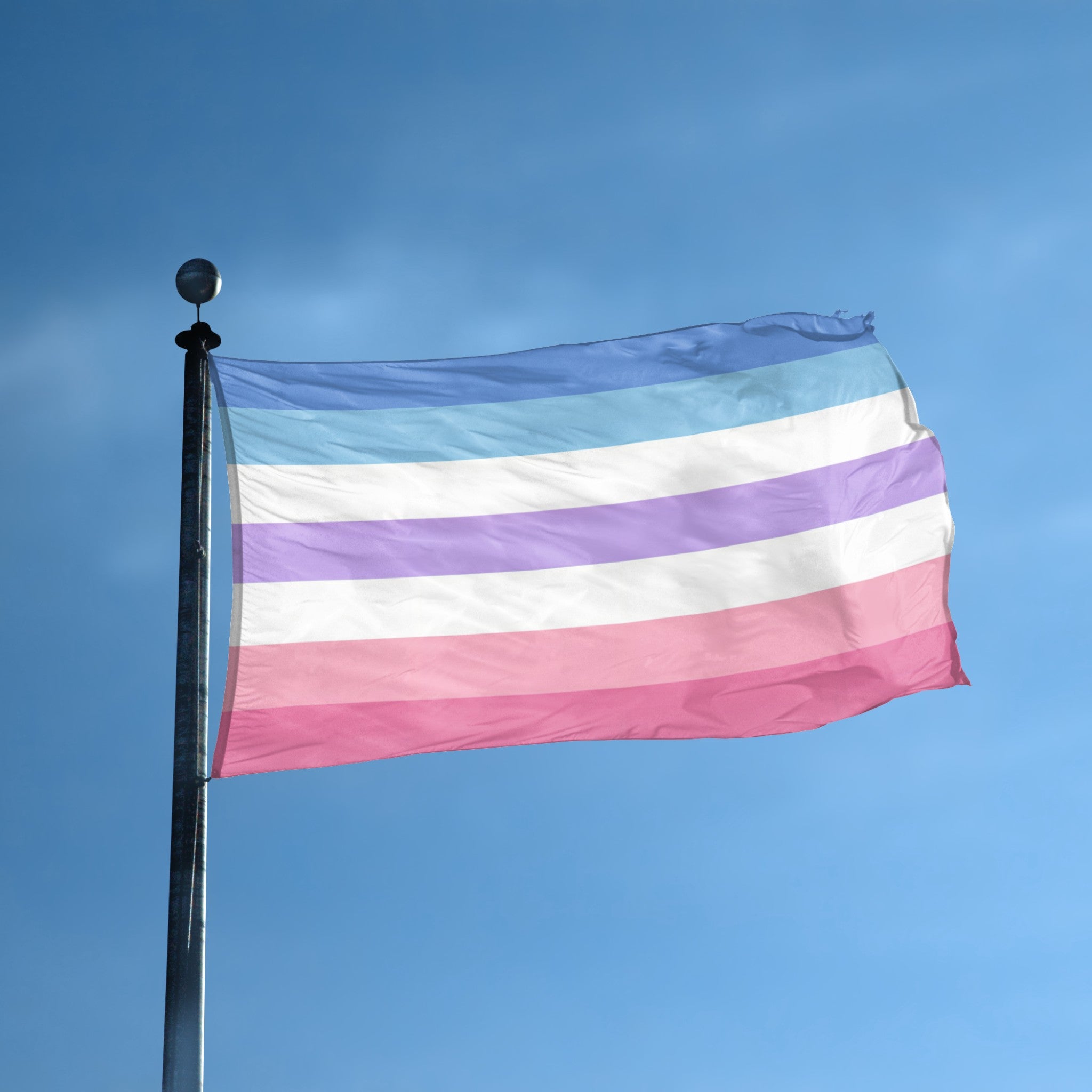 Bigender Pride flag displayed outdoors – weatherproof house banner on pole | Bannerfi