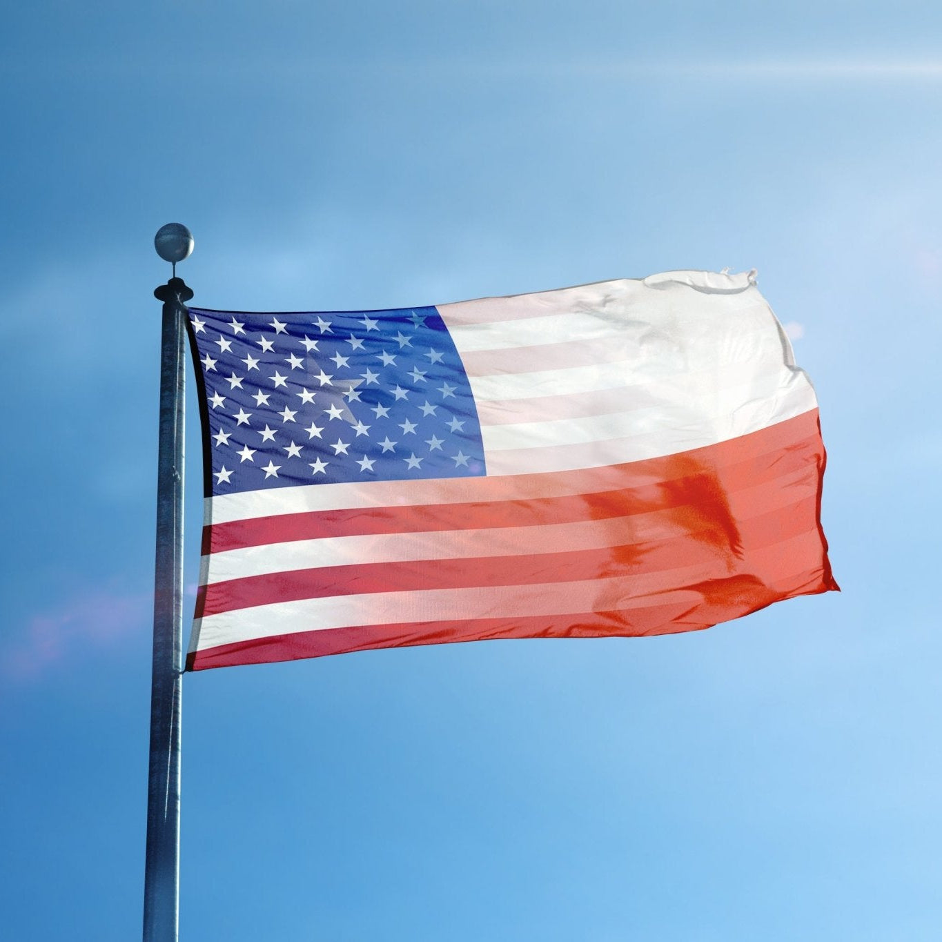Chilean American Hybrid Flag on a flagpole - Flags by Bannerfi