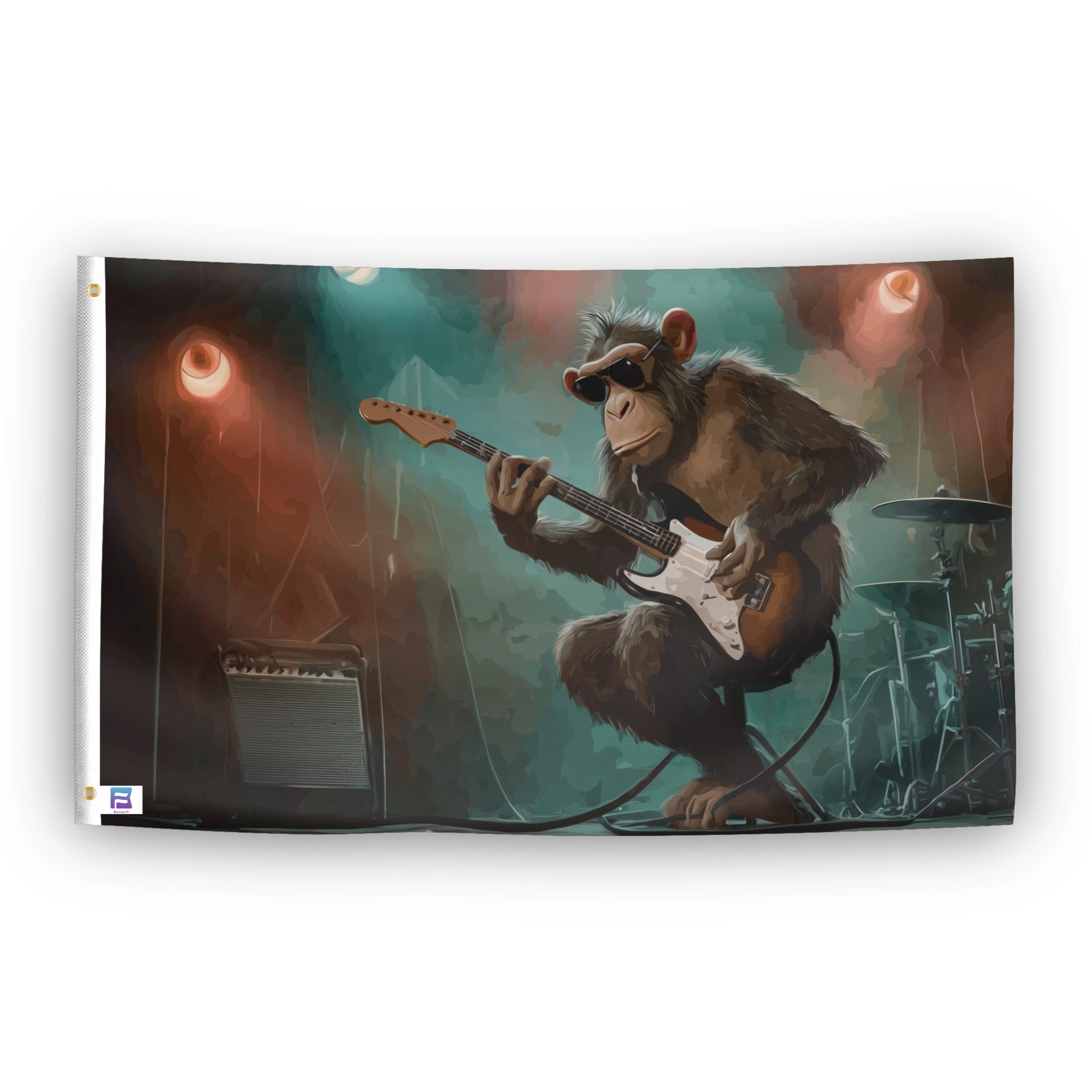 Chimp Guitar Solo flag – weatherproof polyester with brass grommets and canvas header | Bannerfi
