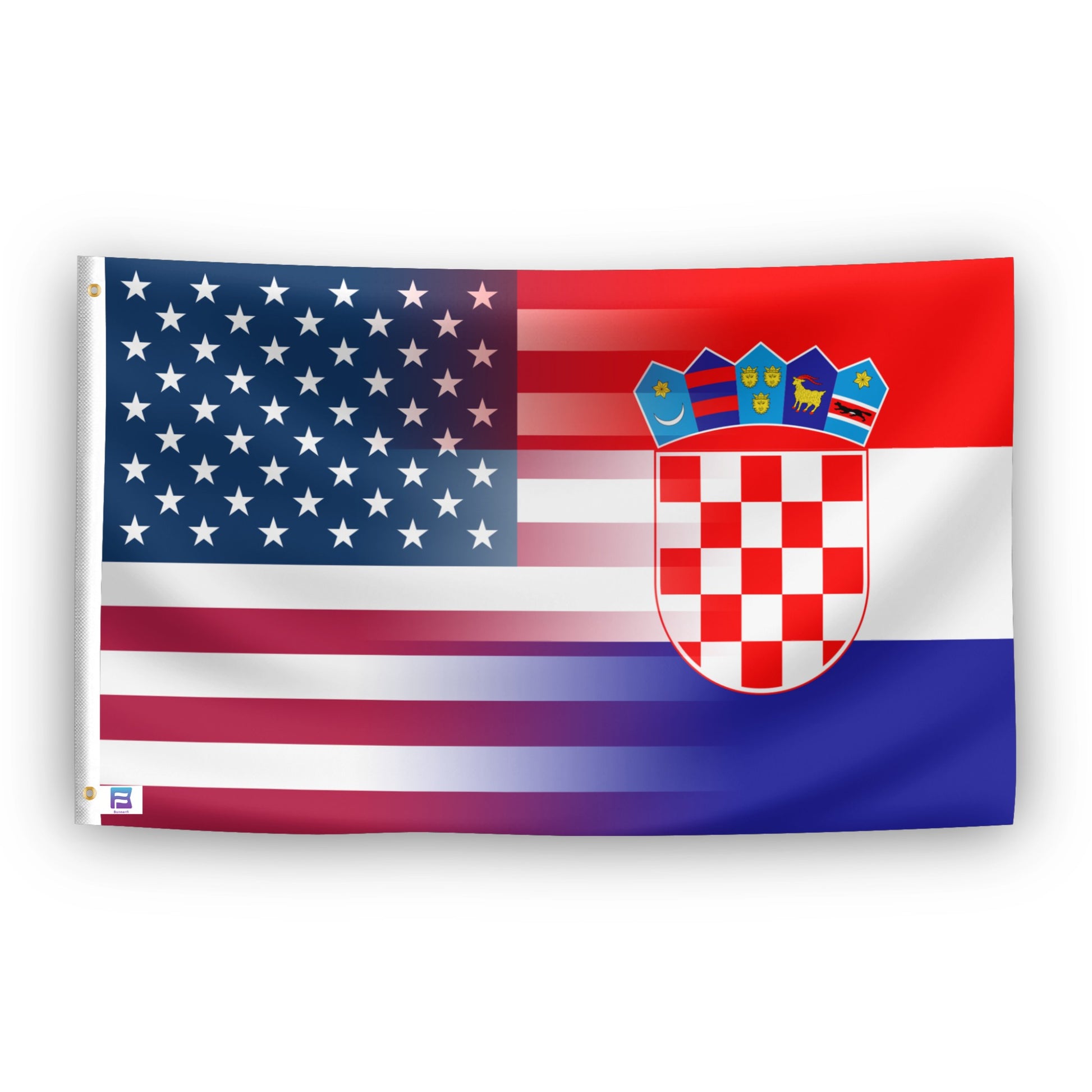 Croatian American Hybrid flag – weatherproof polyester with brass grommets and canvas header | Bannerfi