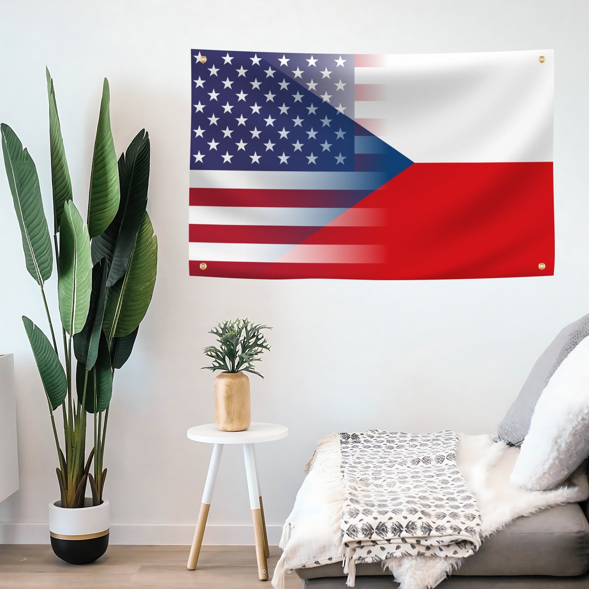 Czech Republic American Hybrid flag as indoor wall art – versatile home décor | Bannerfi