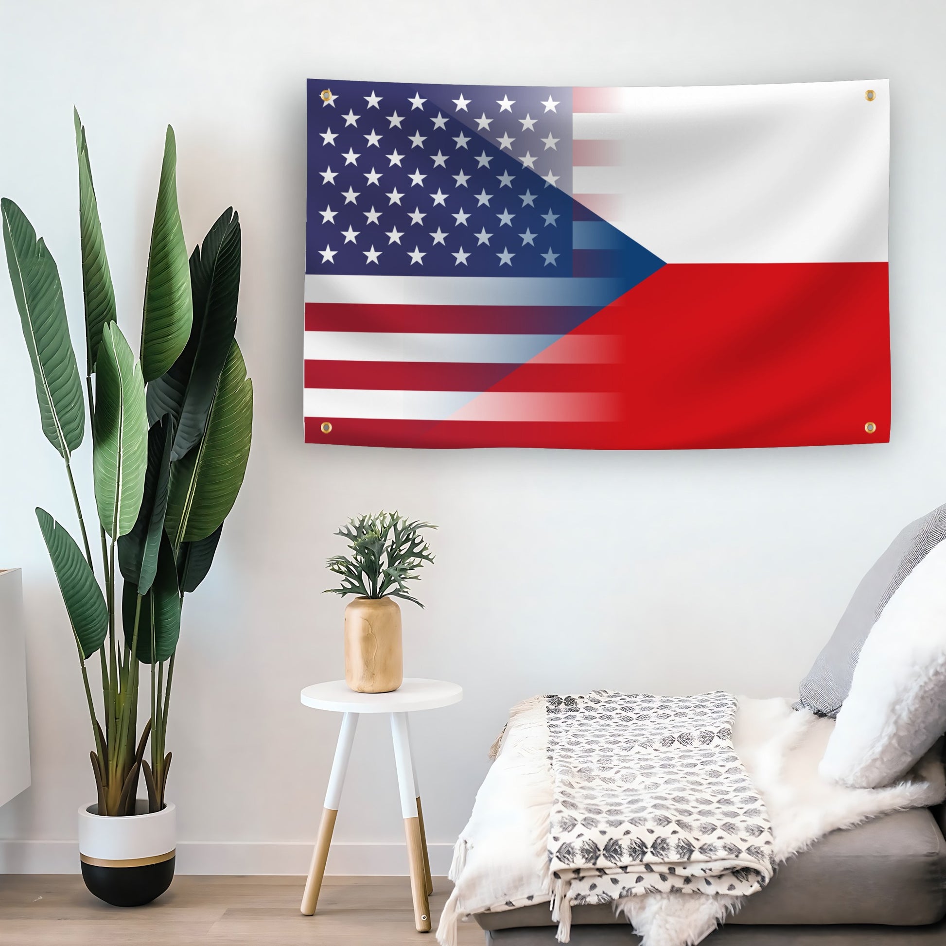 Czech Republic American Hybrid flag as indoor wall art – versatile home décor | Bannerfi