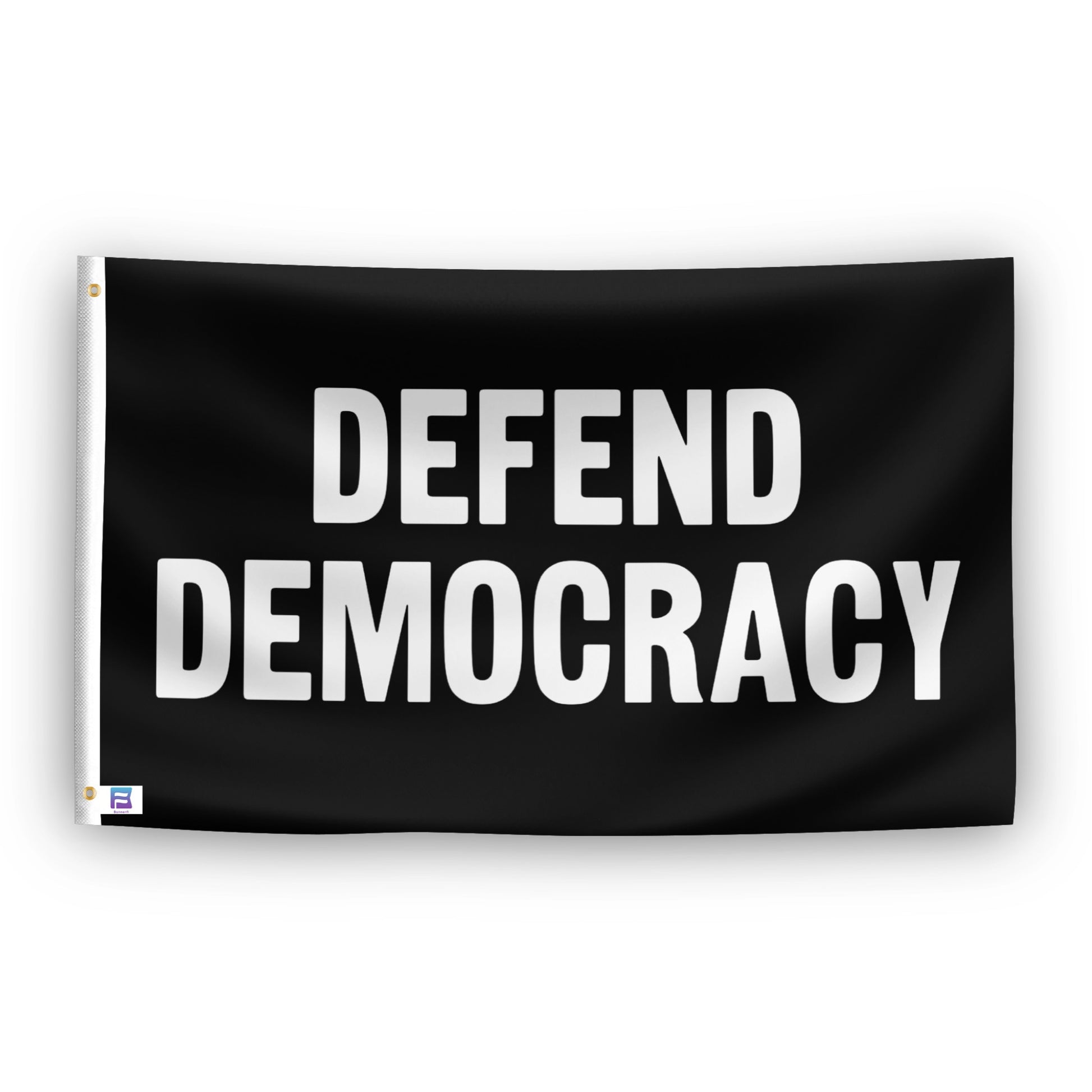 Defend Democracy flag – weatherproof polyester with brass grommets and canvas header | Bannerfi