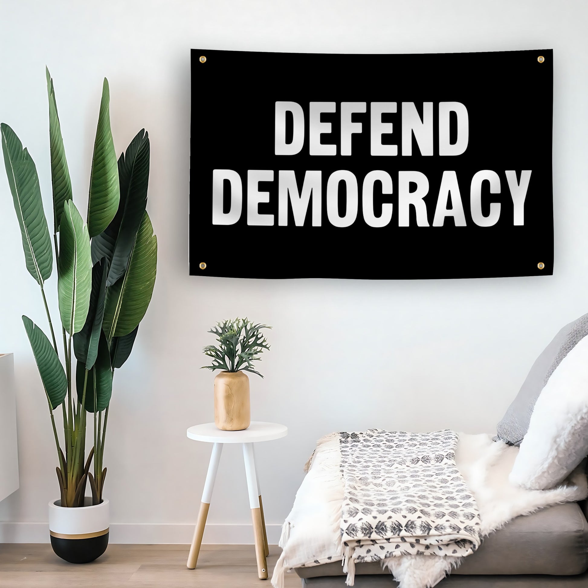 Defend Democracy flag as indoor wall art – versatile home décor | Bannerfi