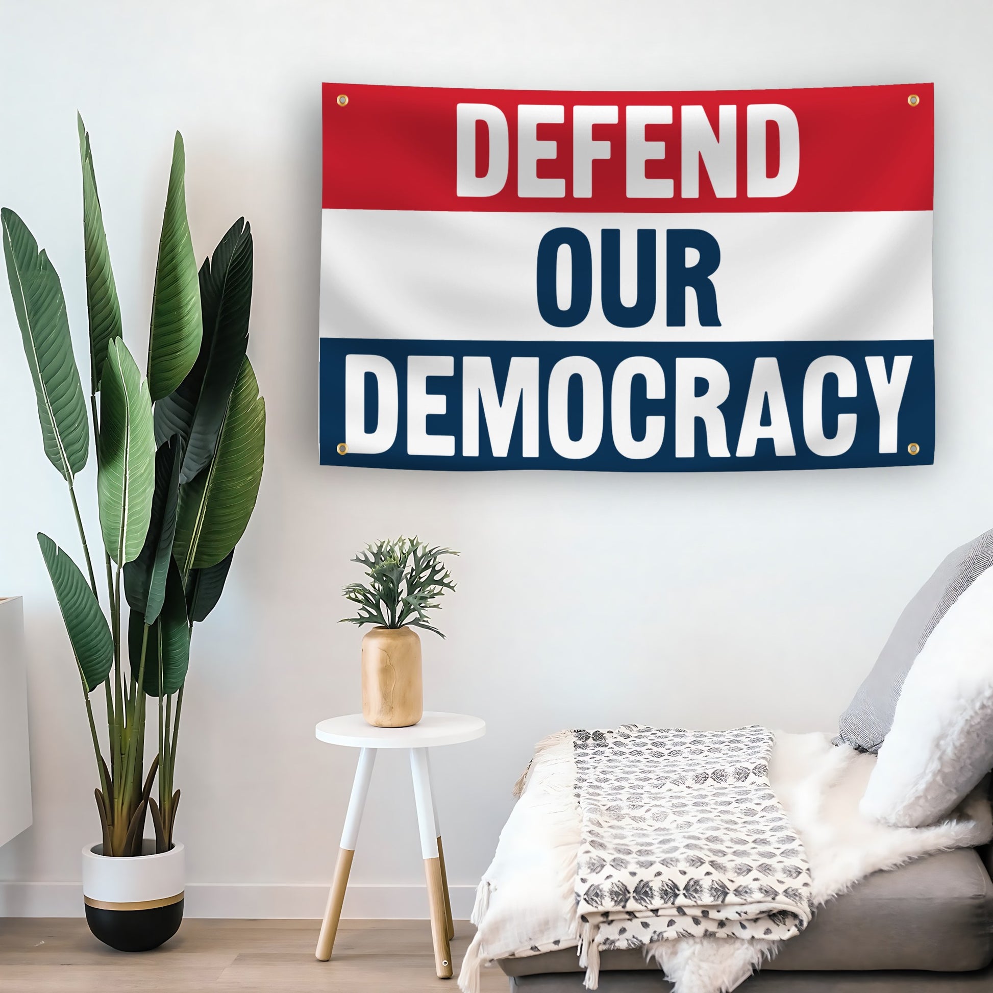 Defend Our Democracy flag as indoor wall art – versatile home décor | Bannerfi