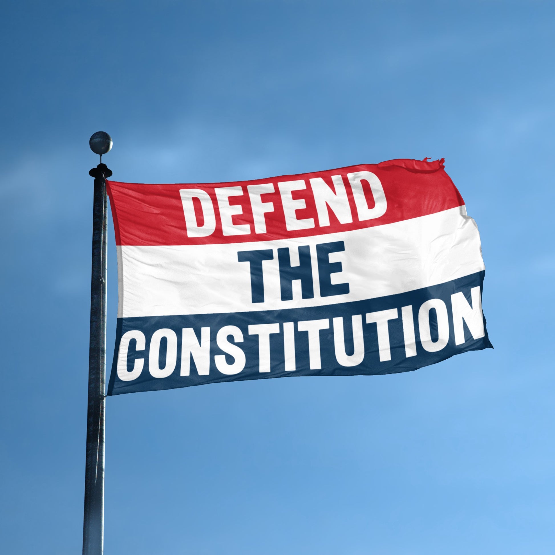 Defend The Constitution flag displayed outdoors – weatherproof house banner on pole | Bannerfi