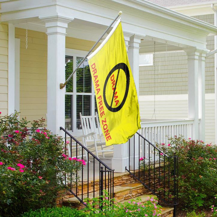Drama Free Zone Flag on a front porch - Bannerfi