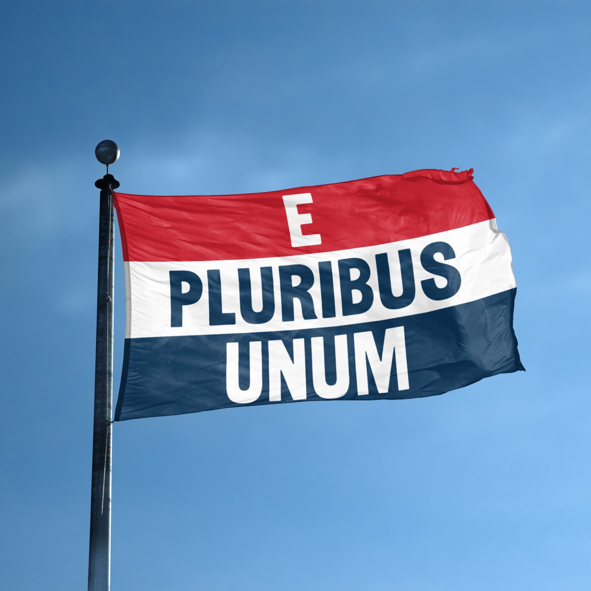 E Pluribus Unum flag displayed outdoors – weatherproof house banner on pole | Bannerfi