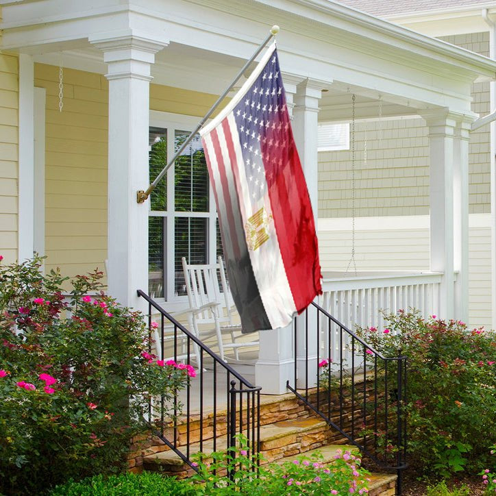 Egyptian American Hybrid Flag on a front porch - Flags by Bannerfi