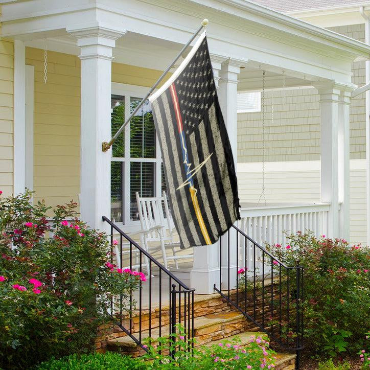 EMS American Flag on a front porch - Bannerfi