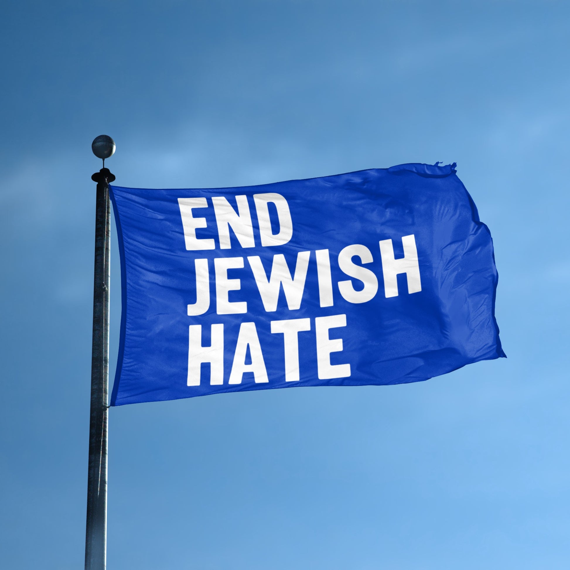 End Jewish Hate flag displayed outdoors – weatherproof house banner on pole | Bannerfi