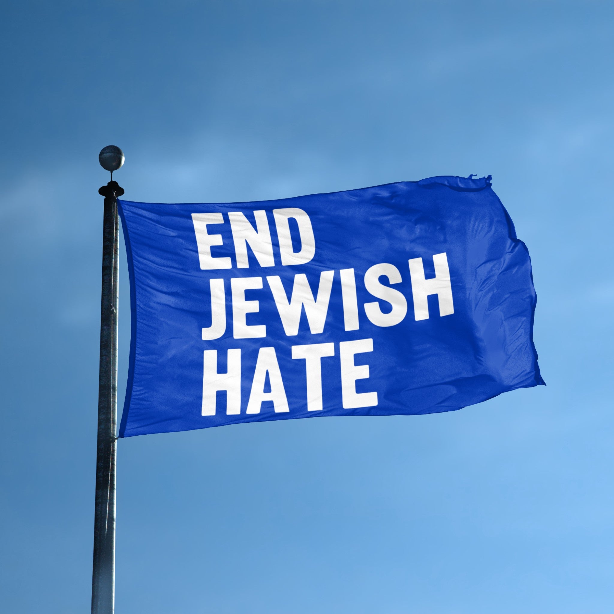 End Jewish Hate flag displayed outdoors – weatherproof house banner on pole | Bannerfi