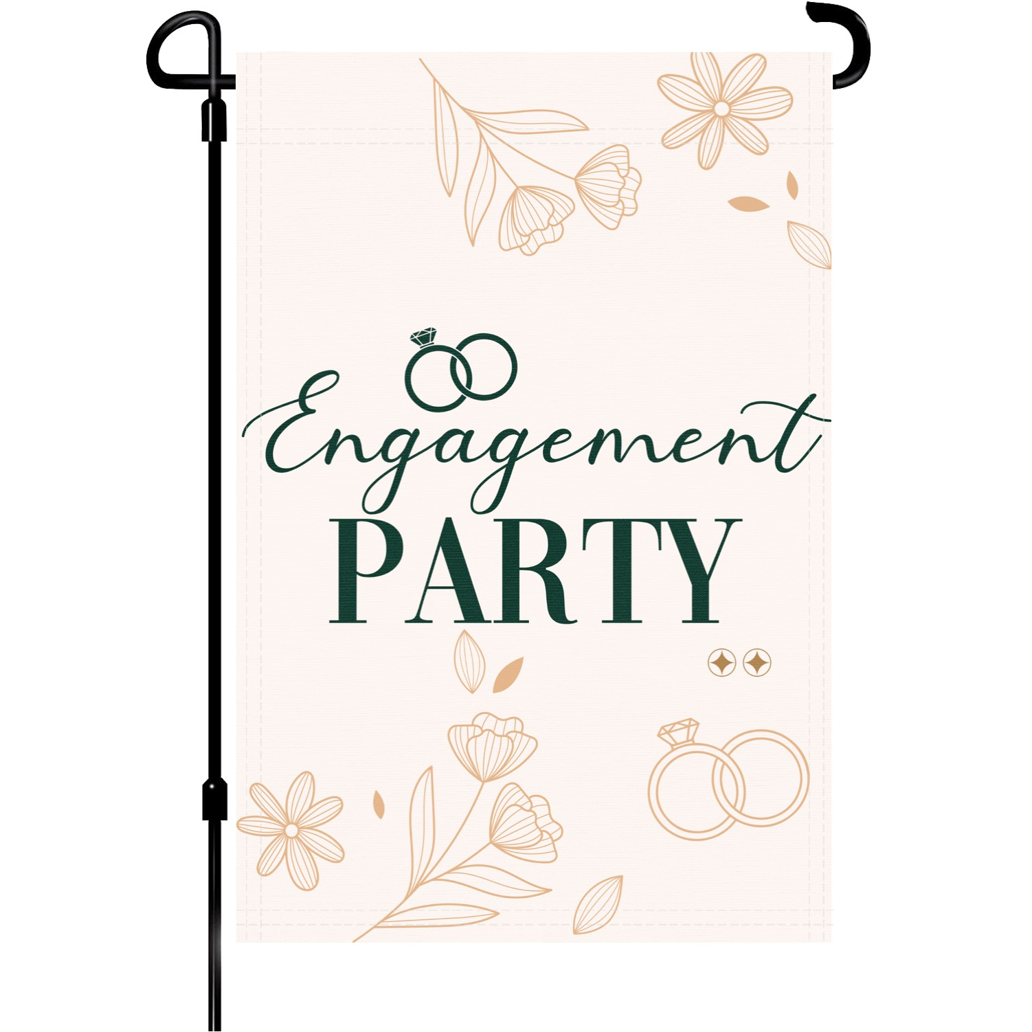 Engagement Party garden flag made of weatherproof polyester mounted on a garden flagpole | Bannerfi