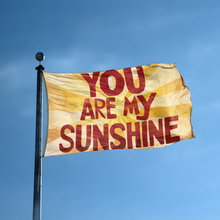 Load image into Gallery viewer, A flag with the saying &quot;You Are My Sunshine&quot; displayed on a high pole, with a special occasion color scheme.
