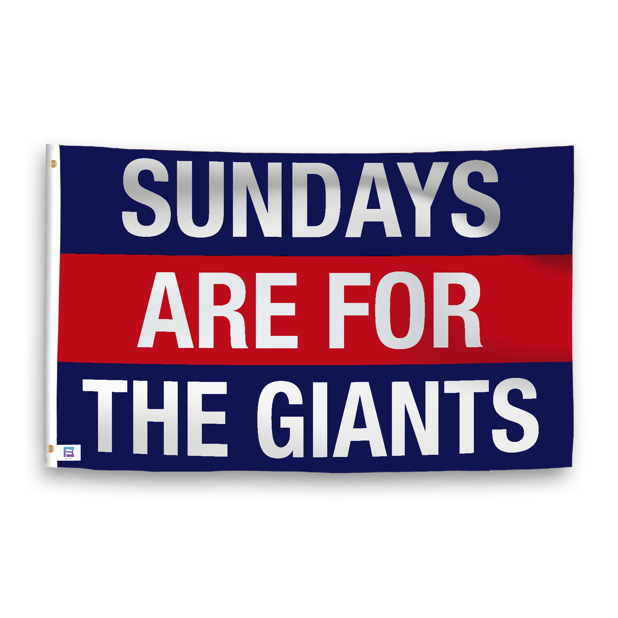 A flag with the saying "https://www.dropbox.com/scl/fi/hqz7clg42d6k07pugg7d1/sundays-are-for-the-giants_ripple.png?rlkey=olse2p73r1onzcqxwkc8q99fw&raw=1", with the sports team color scheme.