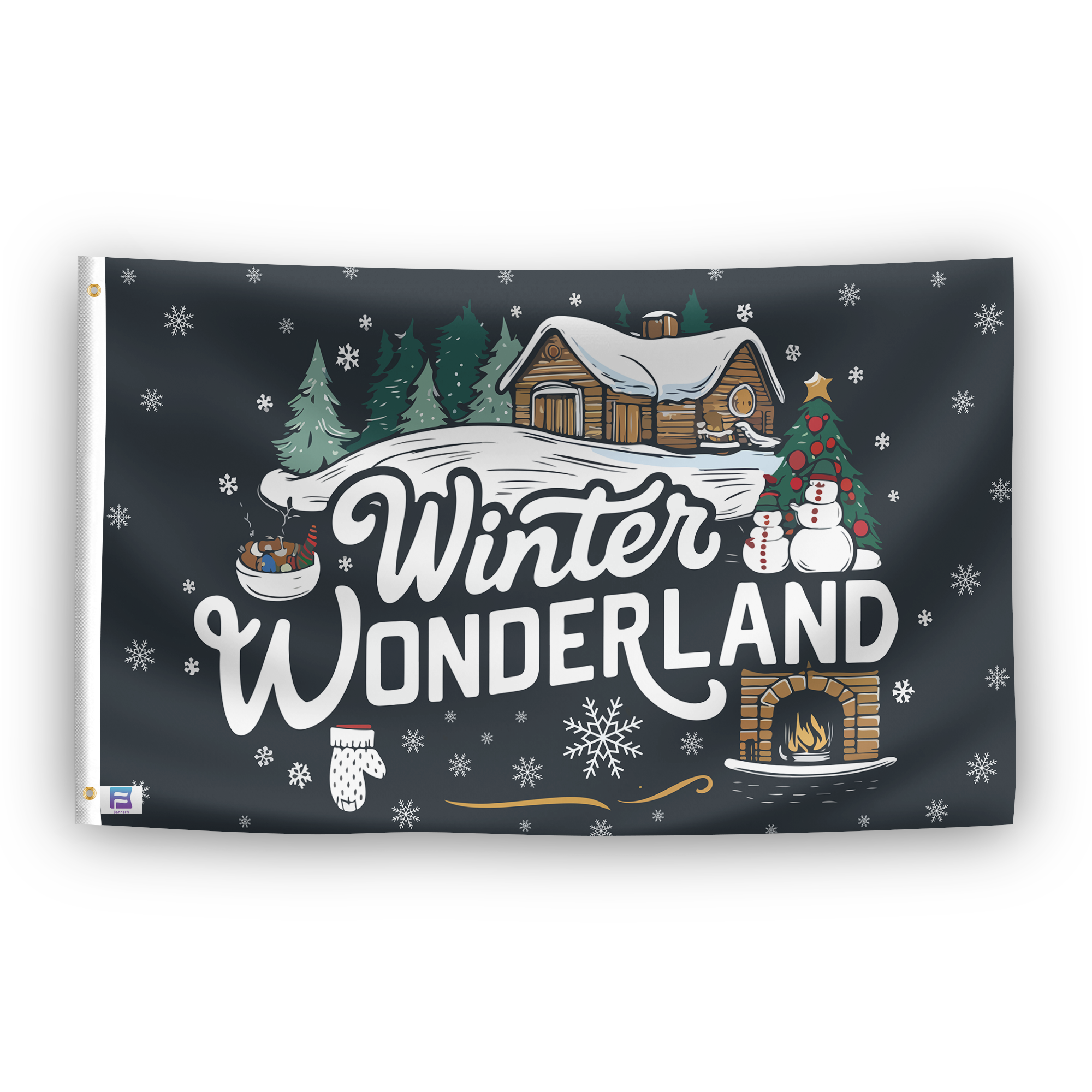 A flag with the saying "Winter Wonderland", with a special occasion color scheme.