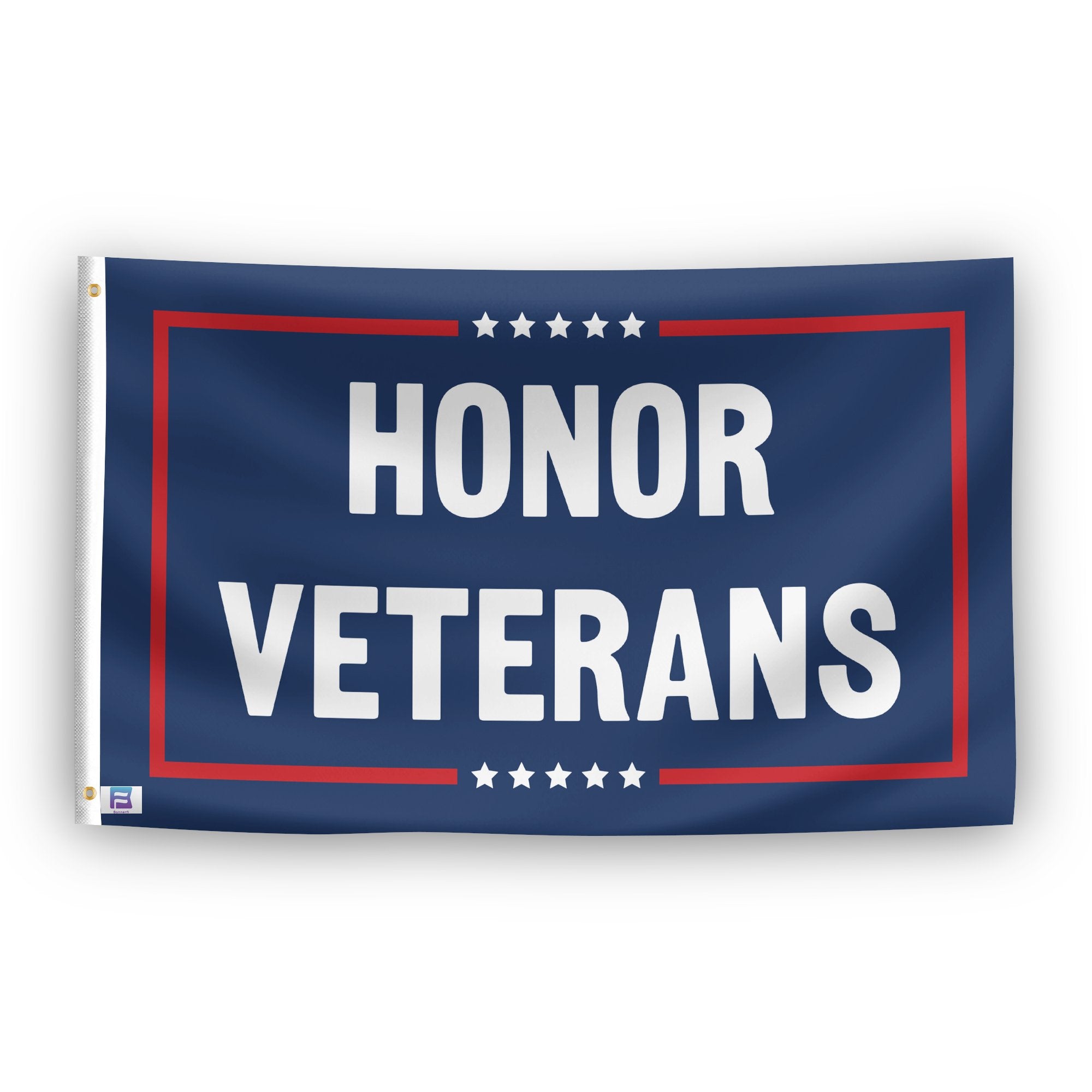 A political flag with the saying "Honor Veterans Political", with a red, white, and blue color scheme.