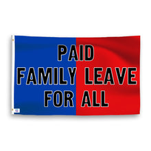 Load image into Gallery viewer, A dual-tone flag containing a political slogan, with a smooth royal blue and deep crimson texture. 
