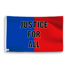 Load image into Gallery viewer, A dual-tone flag containing a political slogan, with a smooth royal blue and deep crimson texture. 
