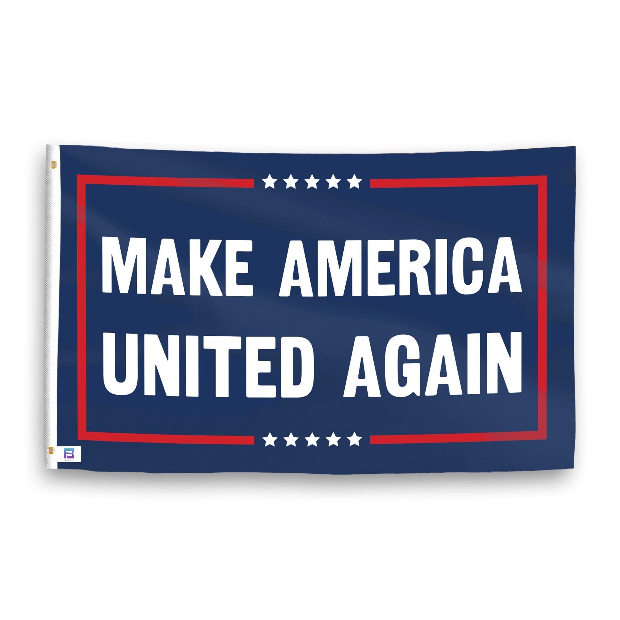 A political flag with the saying "https://www.dropbox.com/scl/fi/i0qwanqrt9ygr7bexrtul/make-america-united-again_ripple.png?rlkey=xsqgz0jjjntv83x3r25wxblzg&raw=1", with a red, white, and blue color scheme.