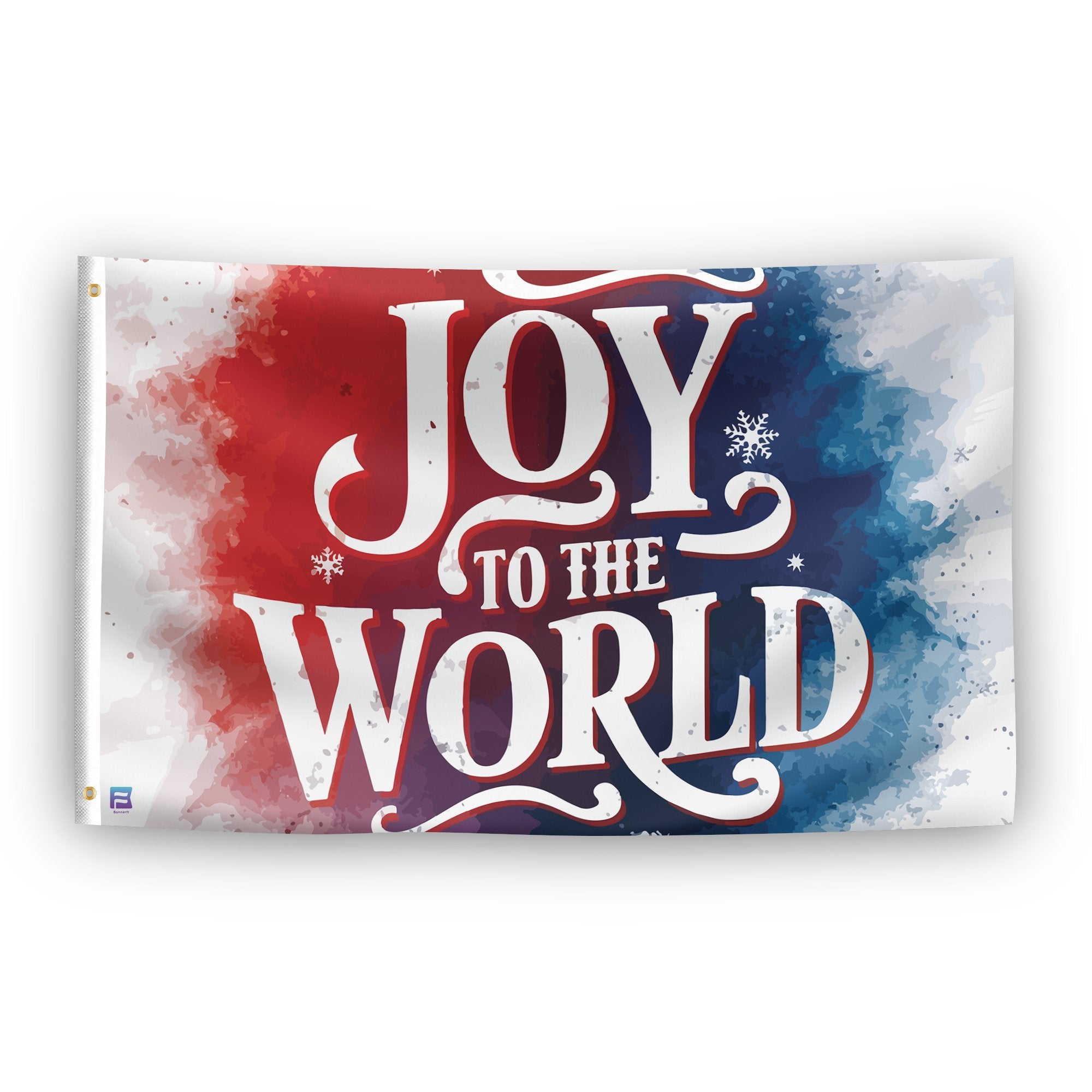 A flag with the saying "Joy To The World", with a special occasion color scheme.