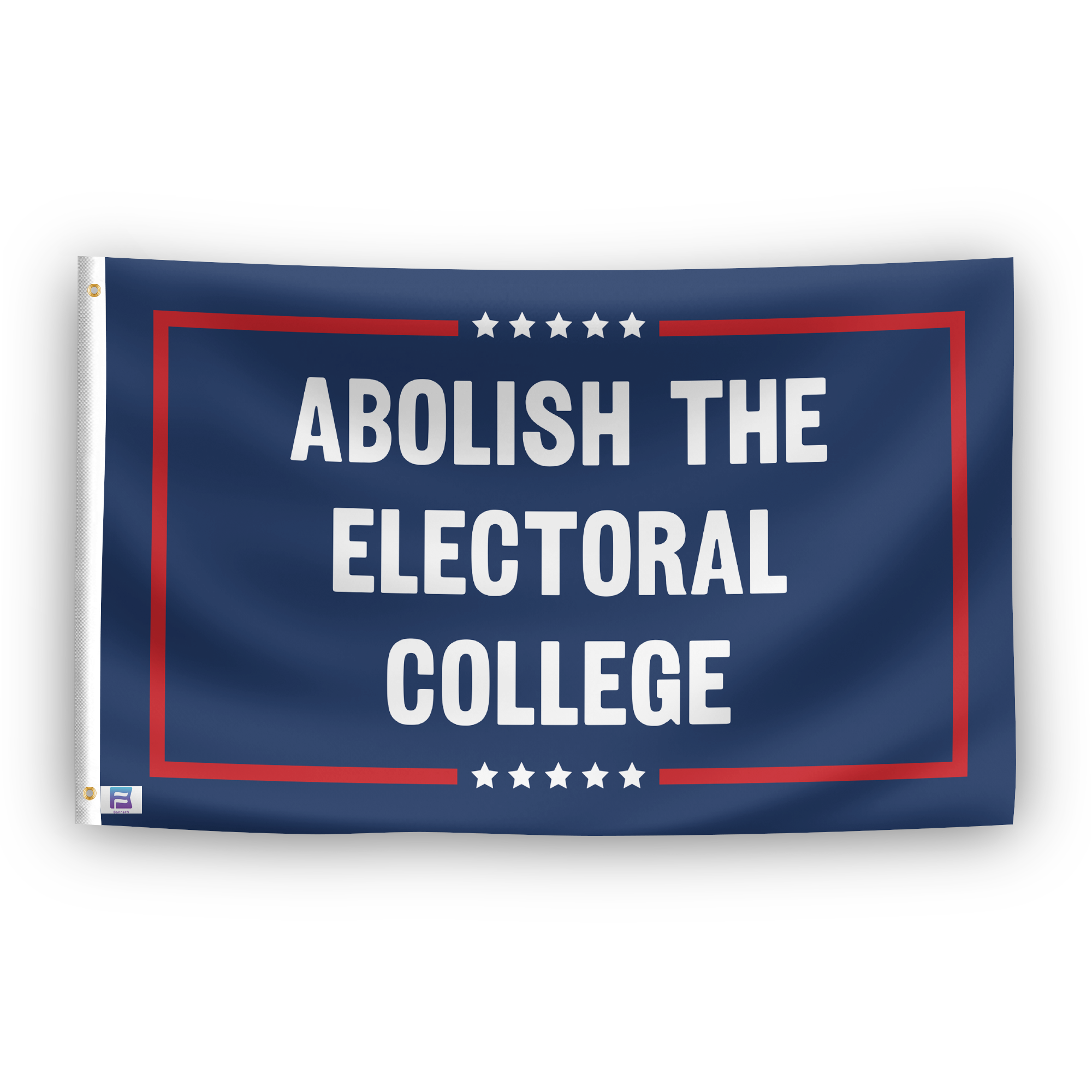 A political flag with the saying "Abolish The Electoral College Political", with a red, white, and blue color scheme.