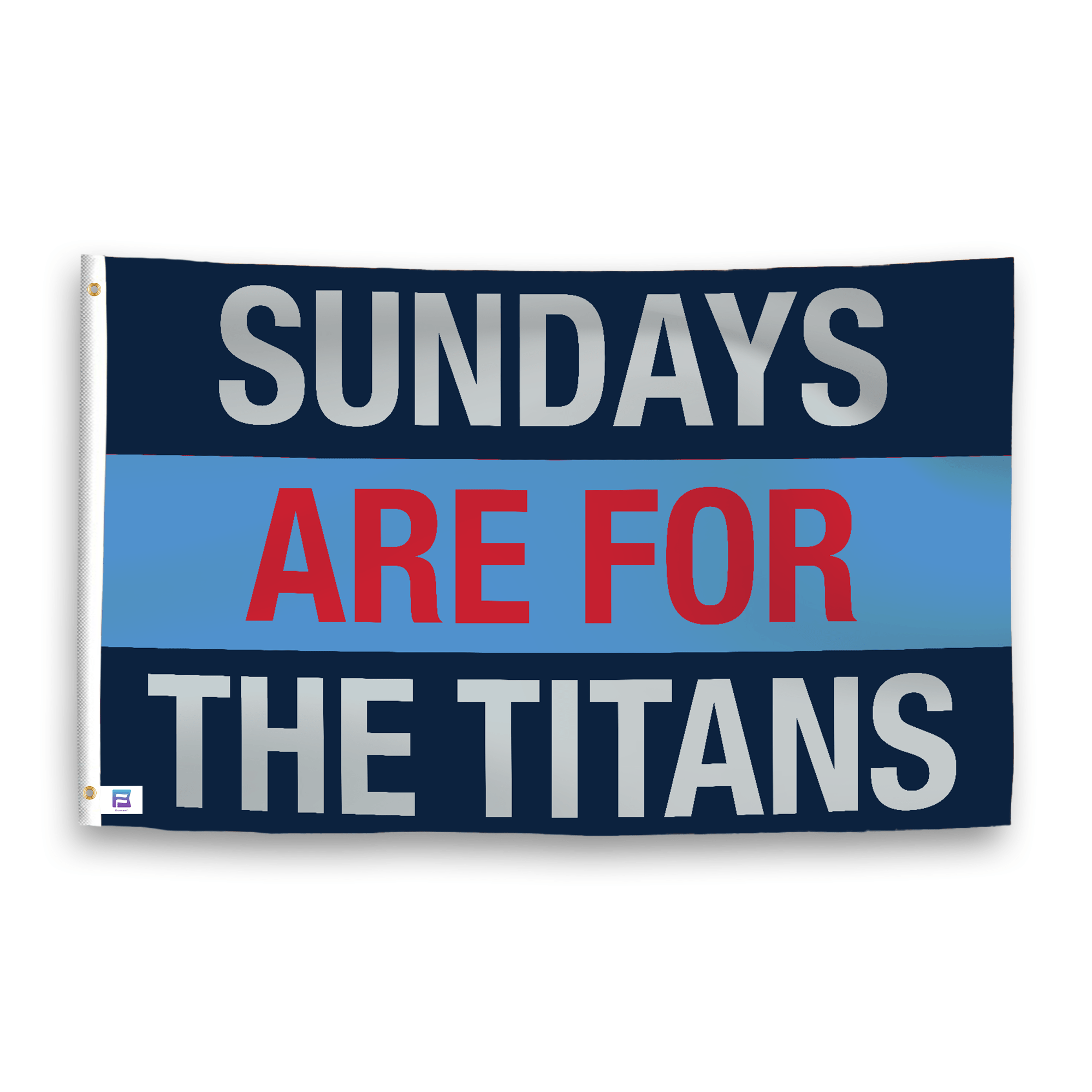 A flag with the saying "https://www.dropbox.com/scl/fi/0j36ospovkgmgpho4nqaw/sundays-are-for-the-titans_ripple.png?rlkey=3sqtvut6ysqtlk91lepr4d29k&raw=1", with the sports team color scheme.