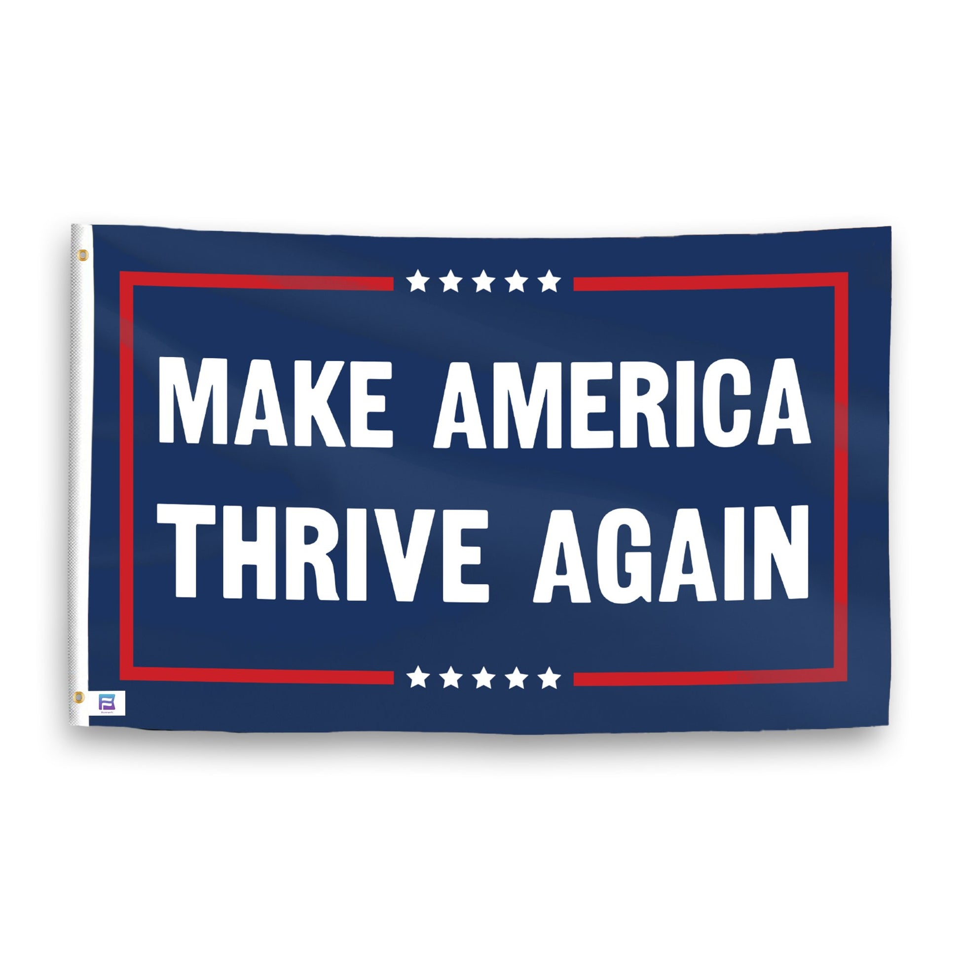 A political flag with the saying "https://www.dropbox.com/scl/fi/hkjpbls2fudp4us8uhrbm/make-america-thrive-again_ripple.png?rlkey=sbv47qowamoqjoj9tt9y1w3ur&raw=1", with a red, white, and blue color scheme.