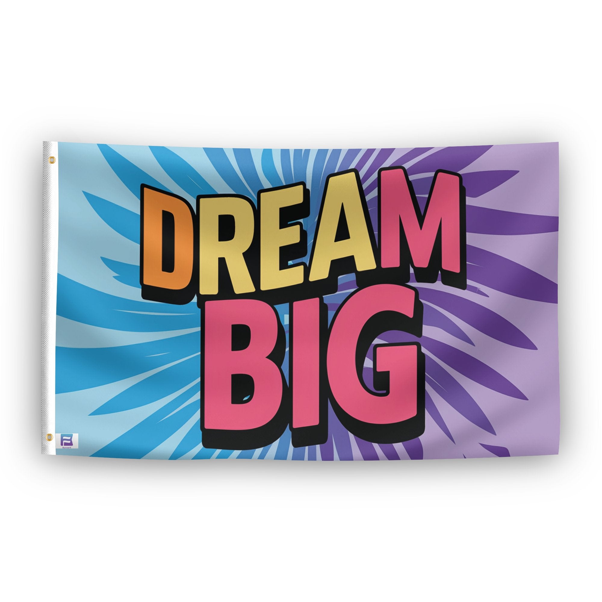 A flag with the saying "Dream Big", with a special occasion color scheme.