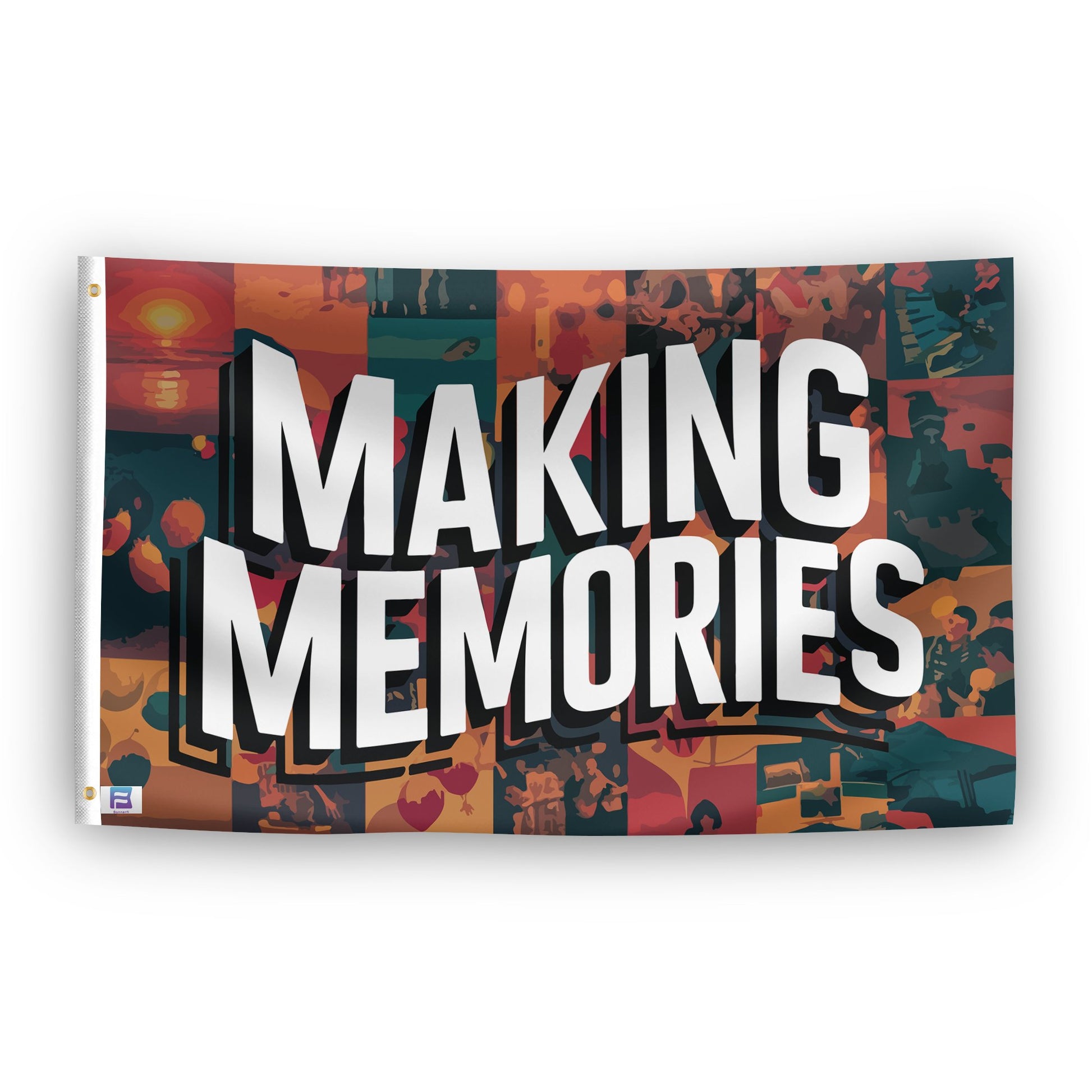 A flag with the saying "Making Memories", with a special occasion color scheme.