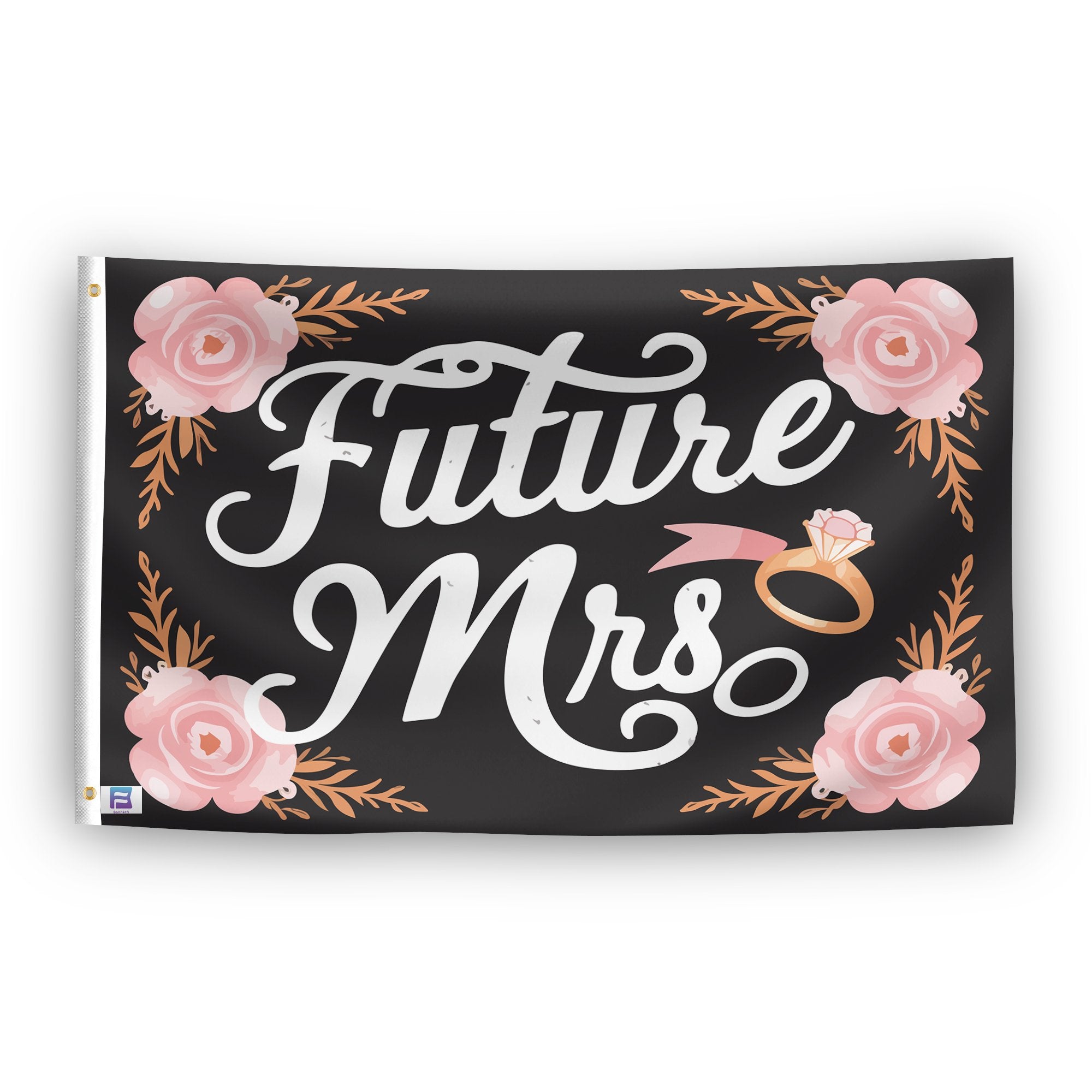 A flag with the saying "Future Mrs", with a special occasion color scheme.