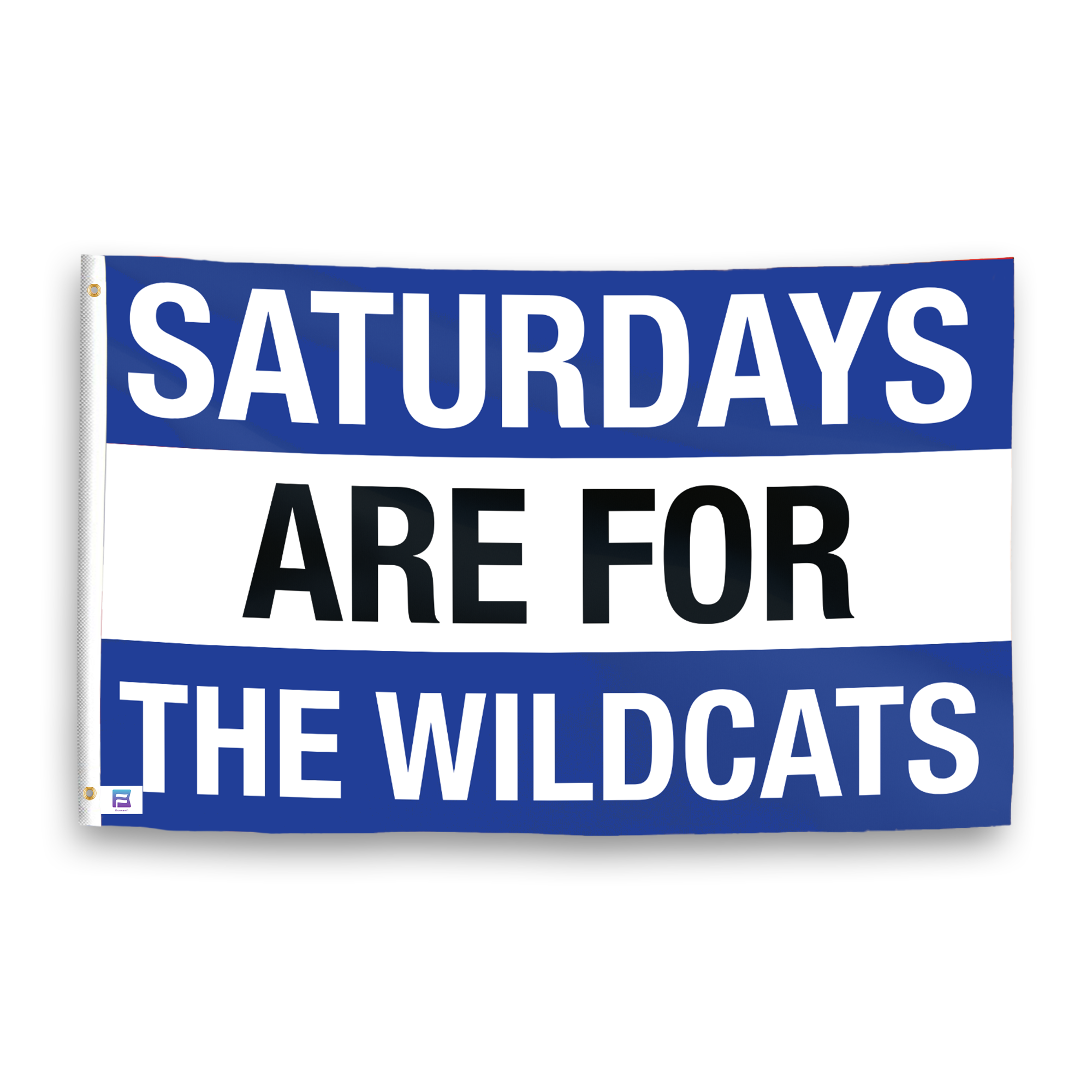 A flag with the saying "Saturdays Are for the Wildcats Kentucky", with the sports team color scheme.