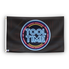 Load image into Gallery viewer, A flag with the saying &quot;Tool Time&quot;, with a neon style color scheme.
