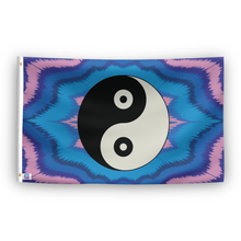 Load image into Gallery viewer, A flag with the saying &quot;Yin and Yang Symbol&quot;, with a tie dye style color scheme.
