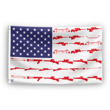 Load image into Gallery viewer, An american flag with the red stripes changed to match the theme &quot;Hunting Gear Stripes American&quot;.
