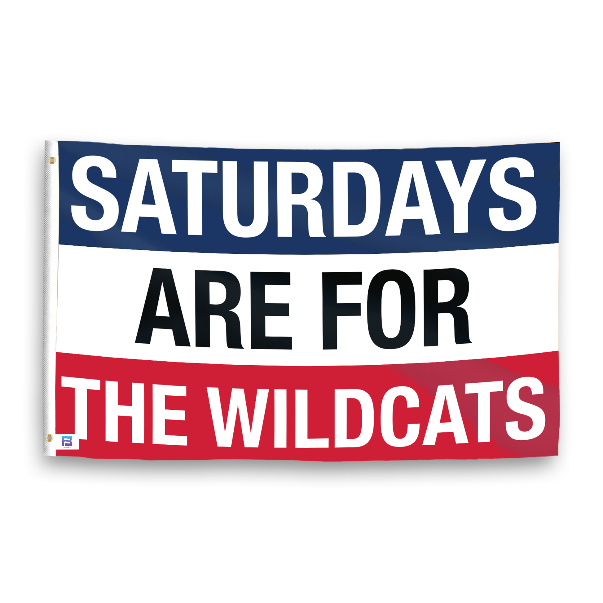 A flag with the saying "Saturdays Are for the Wildcats Arizona", with the sports team color scheme.